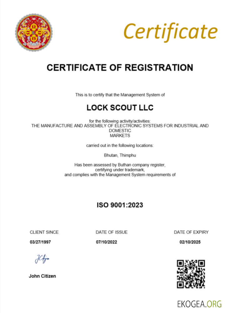 Modèle Word et PDF de certificat d'enregistrement du Bhoutan